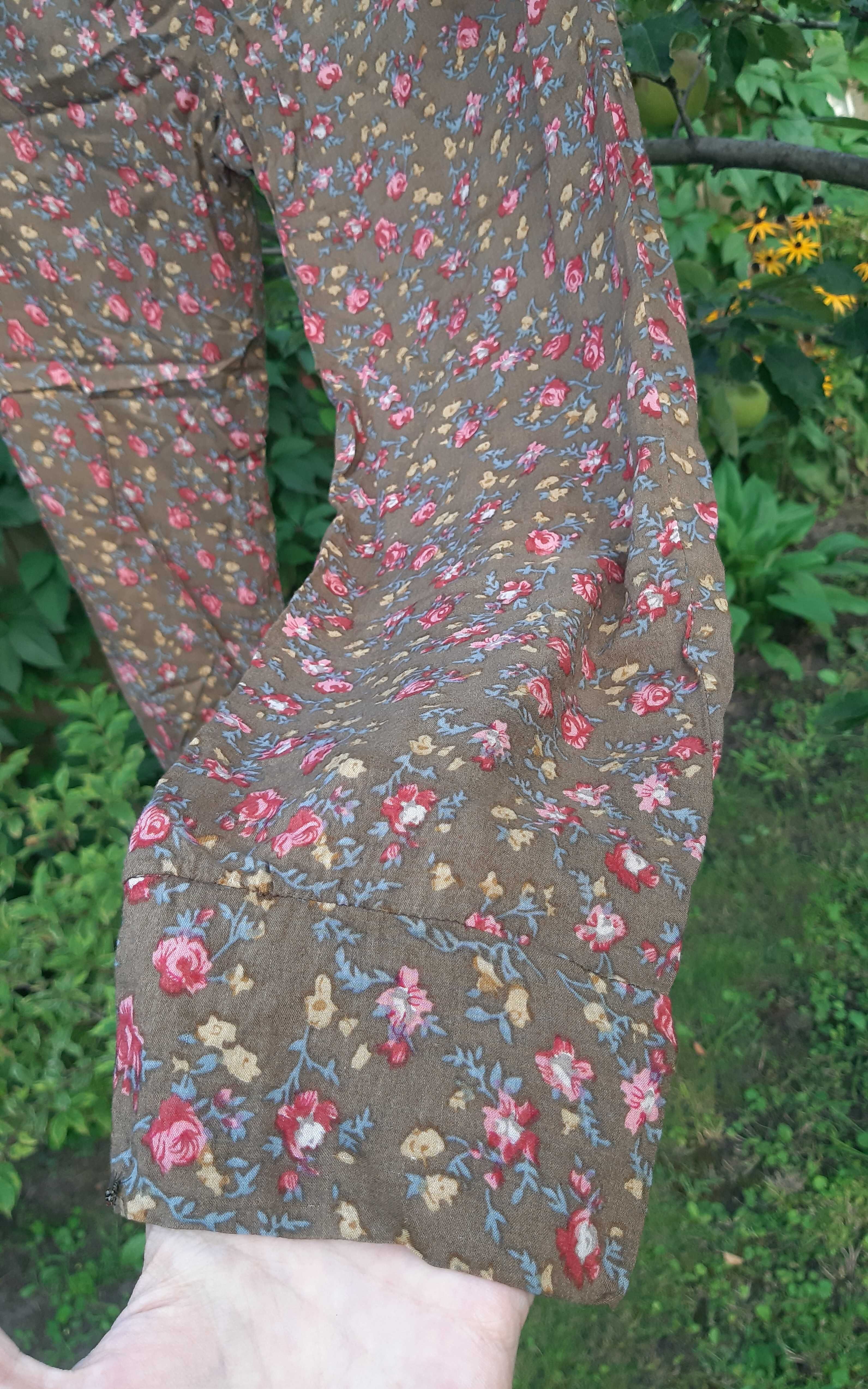 Штани жіночі коричневі з трояндами - легкі, зручні та романтичні