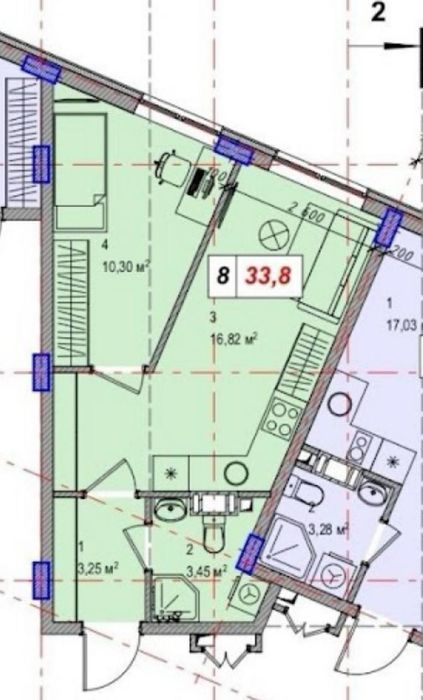 Продам квартиру 33,8 м2 на 2 поверсі в Бортничах, Дарницький р-н