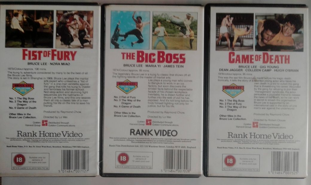 Cassetes VHS Bruce Lee