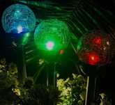 Lampa solarna ogrodowa kula RGB 4szt. popękane szkło masywna duża