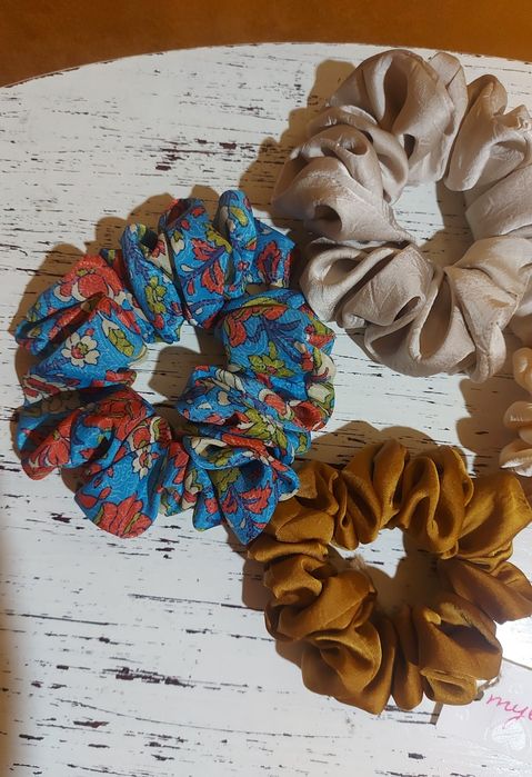 Scrunchies jedwabne,  jedwab naturalny morwowy 4 sztuki