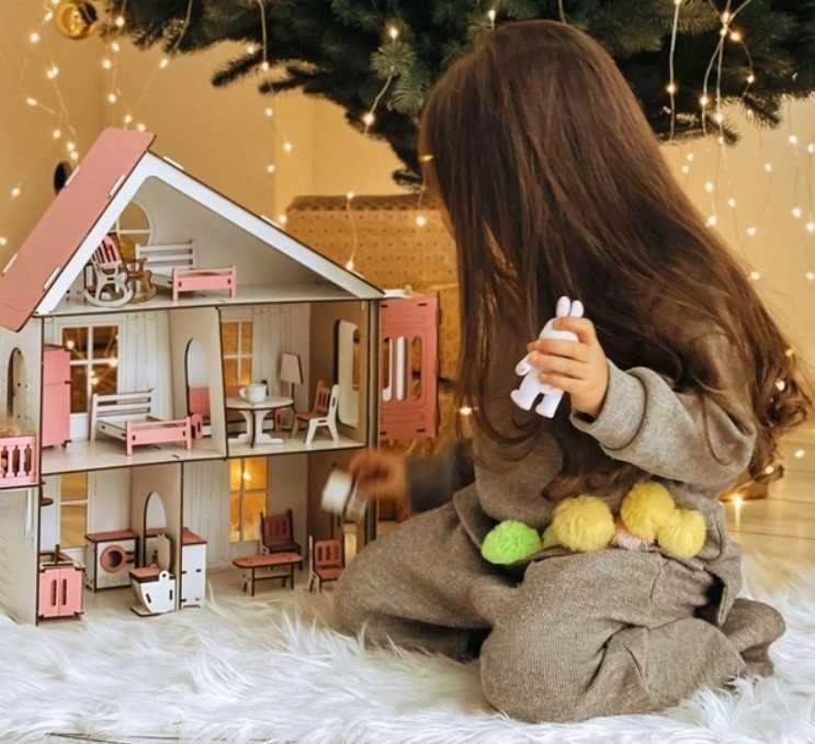 Дерев'яний ляльковий будиночок Будинок для ляльок Дитячий будиночок