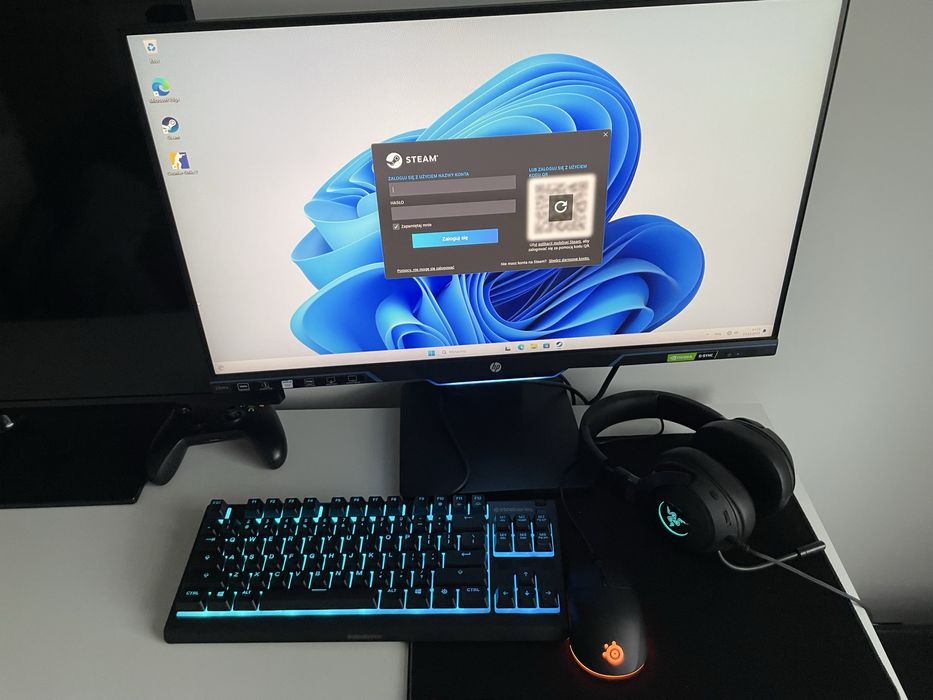 Komputer stacjonarny + monitor hp 25mx + myszka klawiaturs sluchawki