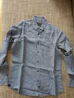 Massimo dutti lniana casualowa koszula linen męska