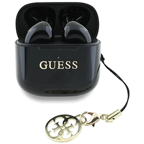 Słuchawki TWS Guess Glossy Effect Printed Classic Logo & Charm - czarn