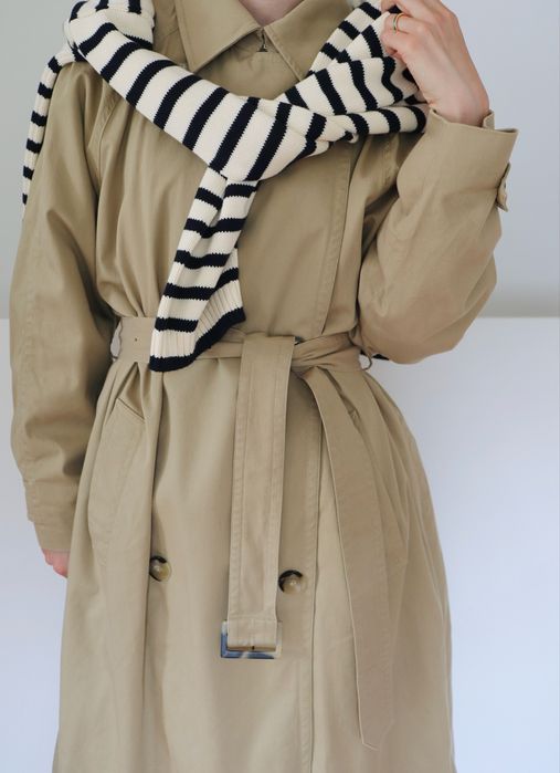 Massimo Dutti Beżowy trencz