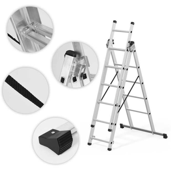 DRABINA ALUMINIOWA 3x7 do 150 kg - składana / wielofunkcyjna