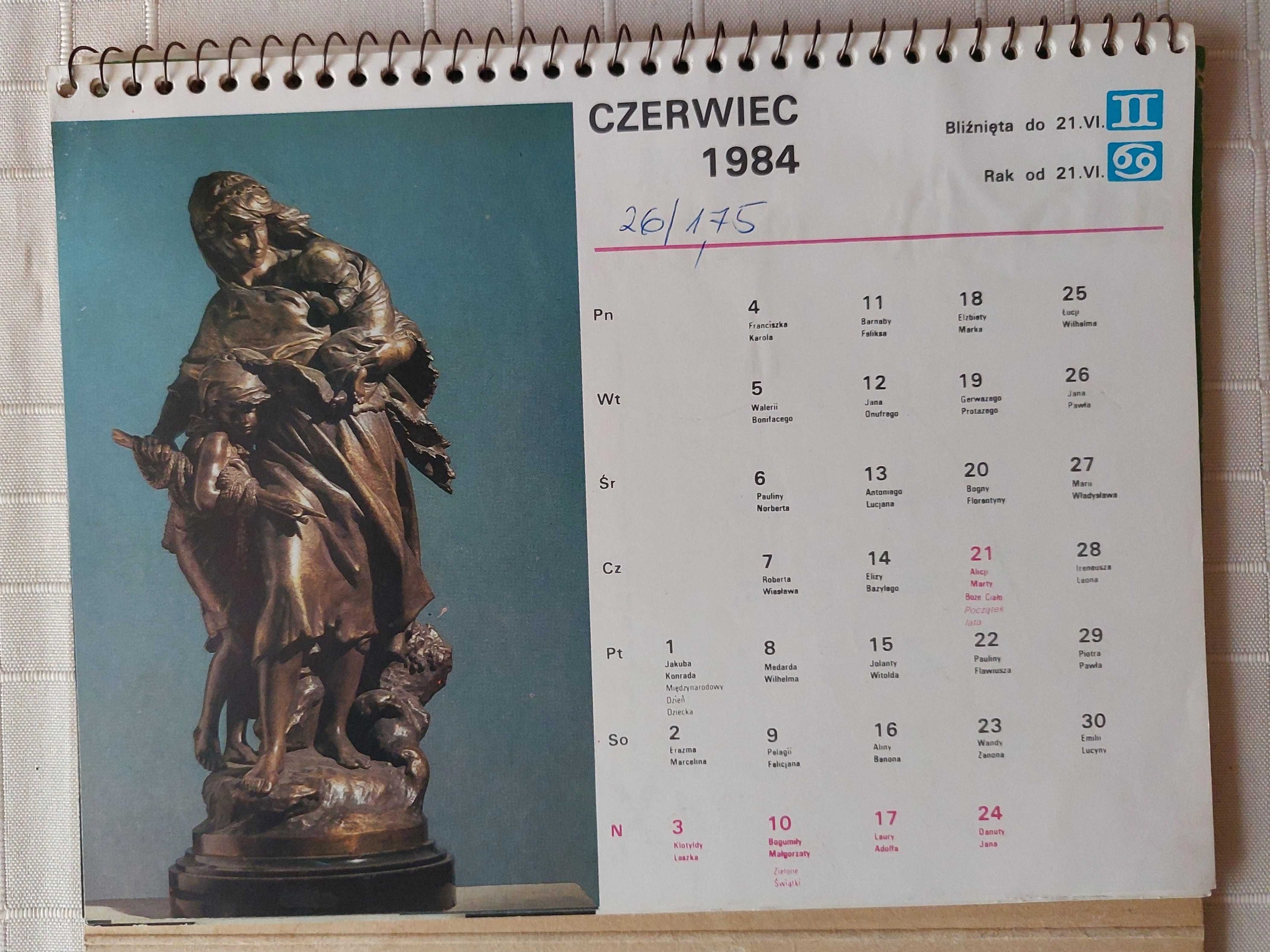 Kalendarz - Muzeum Narodowe we Wrocławiu. Zbiory, rzeźby (1984)