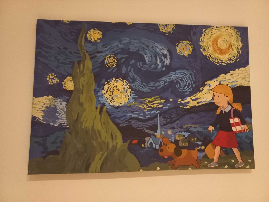 Pintura de Van Gogh "Noite Estrelada" (versão adaptada p crianças)