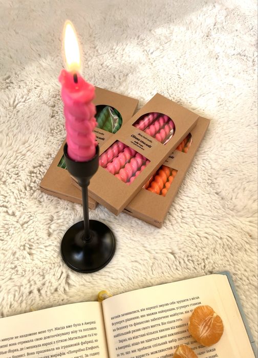 Свічки ручної роботи столові комплект бджолиний віск