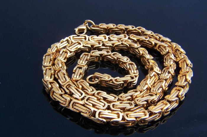 pozłacany łańcuszek męski splot królewski 60 cm  07cm szeroki