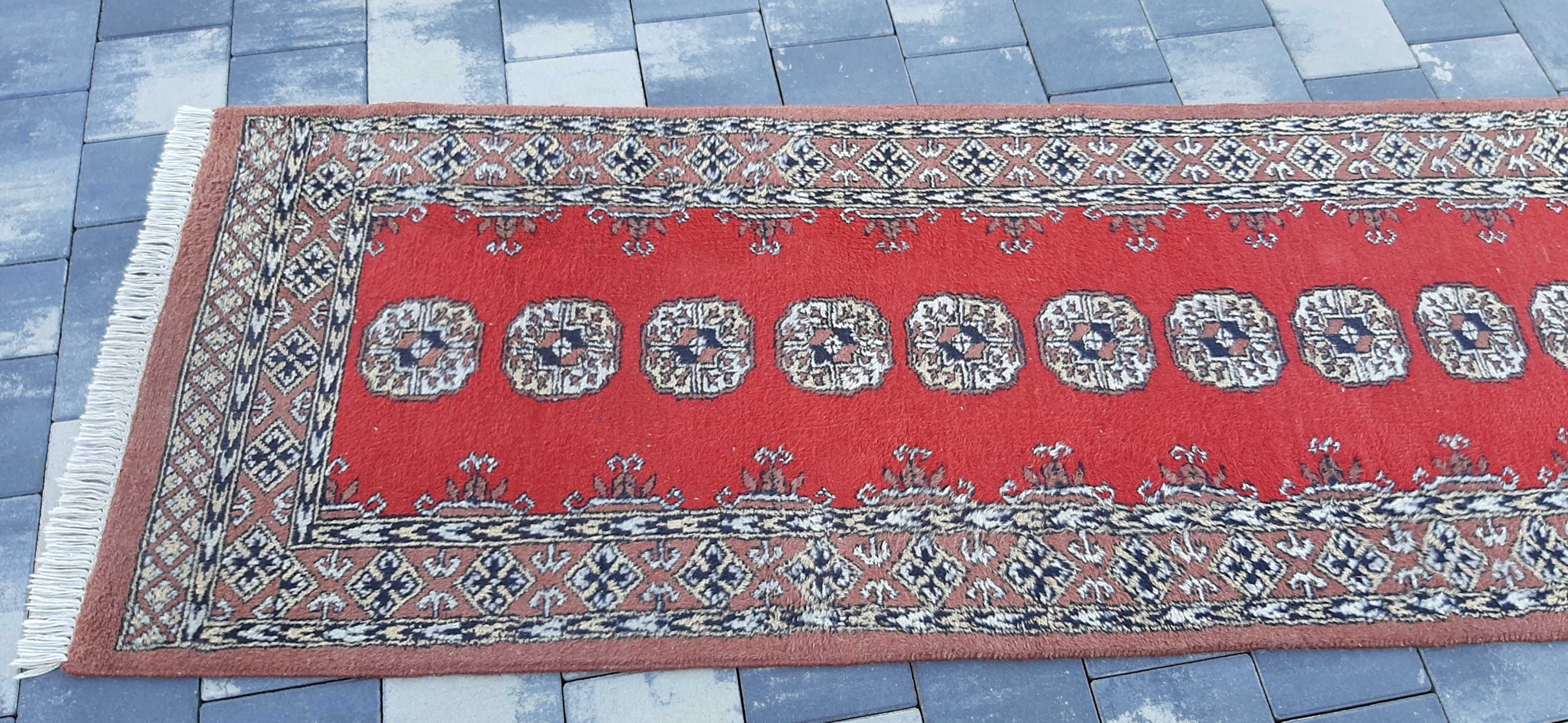 Buchara pakistański dywan wełniany chodnik 400 x 77 cm wełna