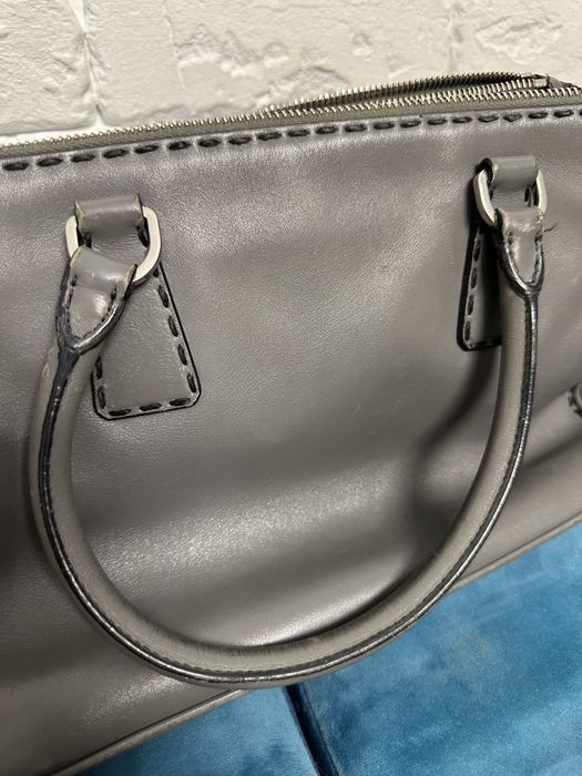 Сумка Prada серая оригинал, кожа, сумки D&G крокодилья кожа