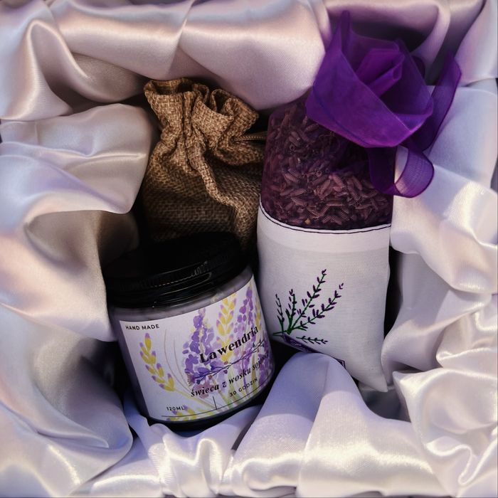 Świeczki sojowe LAWENDA lub PACZULA handmade, WORECZKI LAWENDOWE