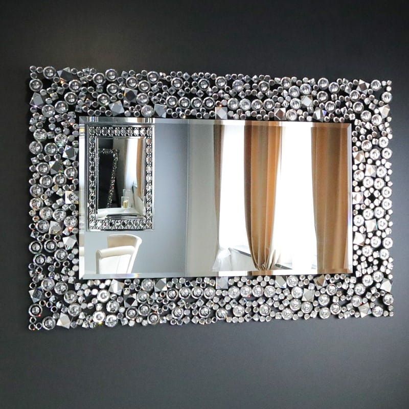 Srebrne lustro glamour prostokątne 60x90 cm M-0502-1