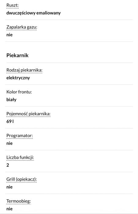 Kuchnia gazowo-elektryczna Amica