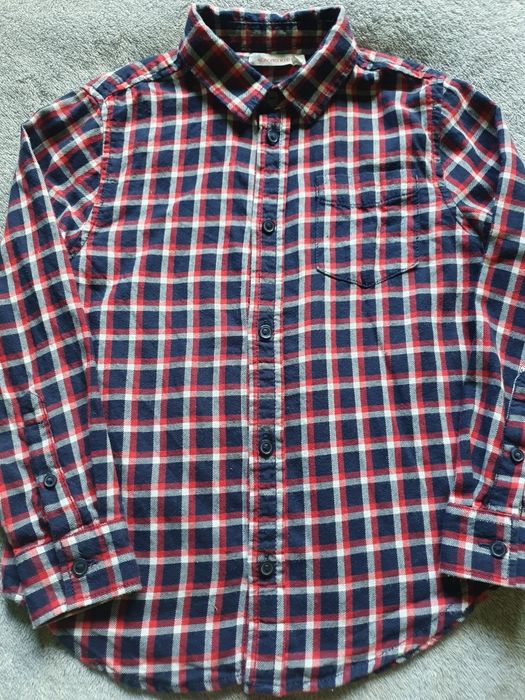 Koszula bawełniana w kratkę Monoprix Kids marine 110-116cm