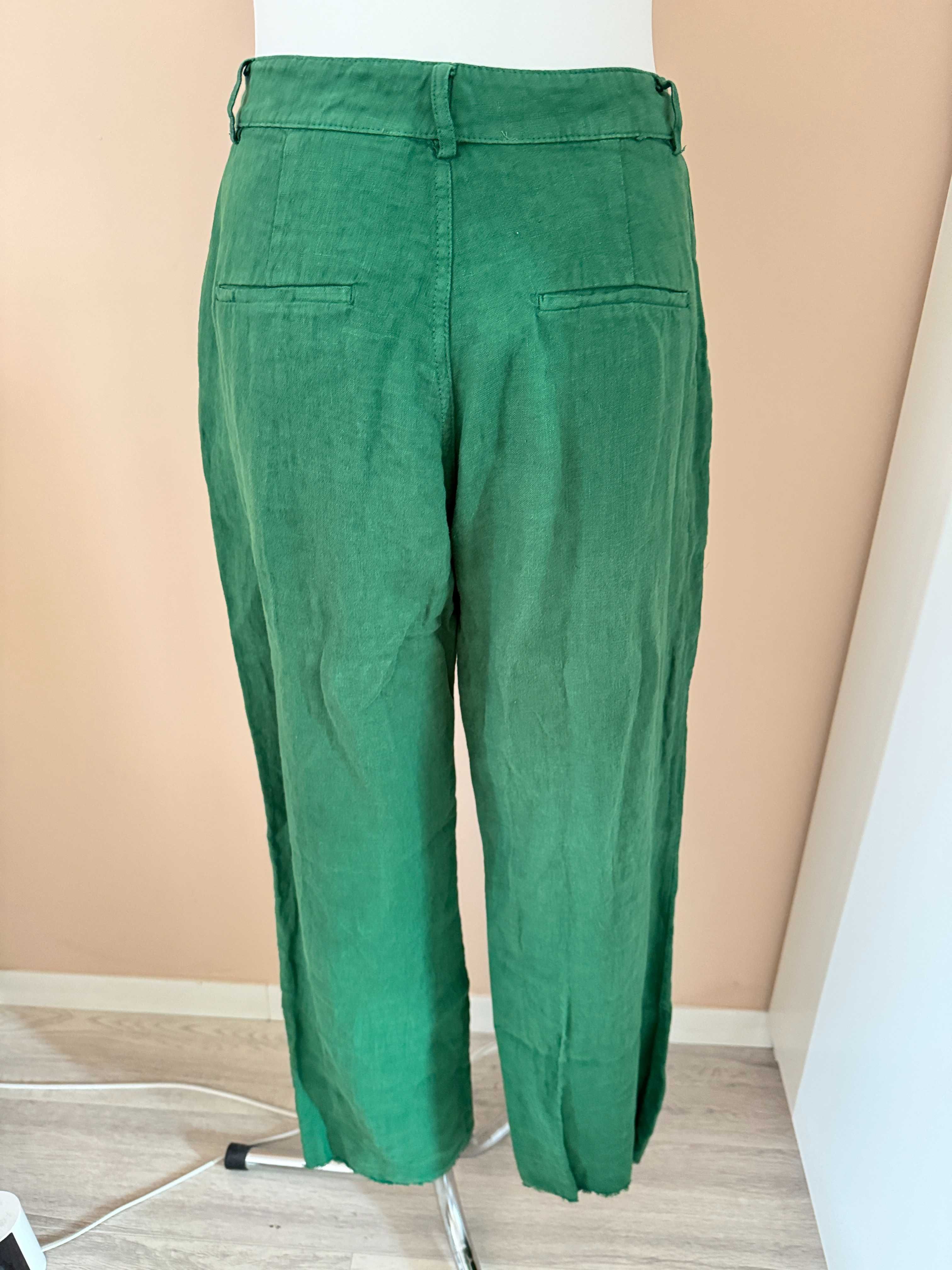 Lniane spodnie w zielonym kolorze Zara