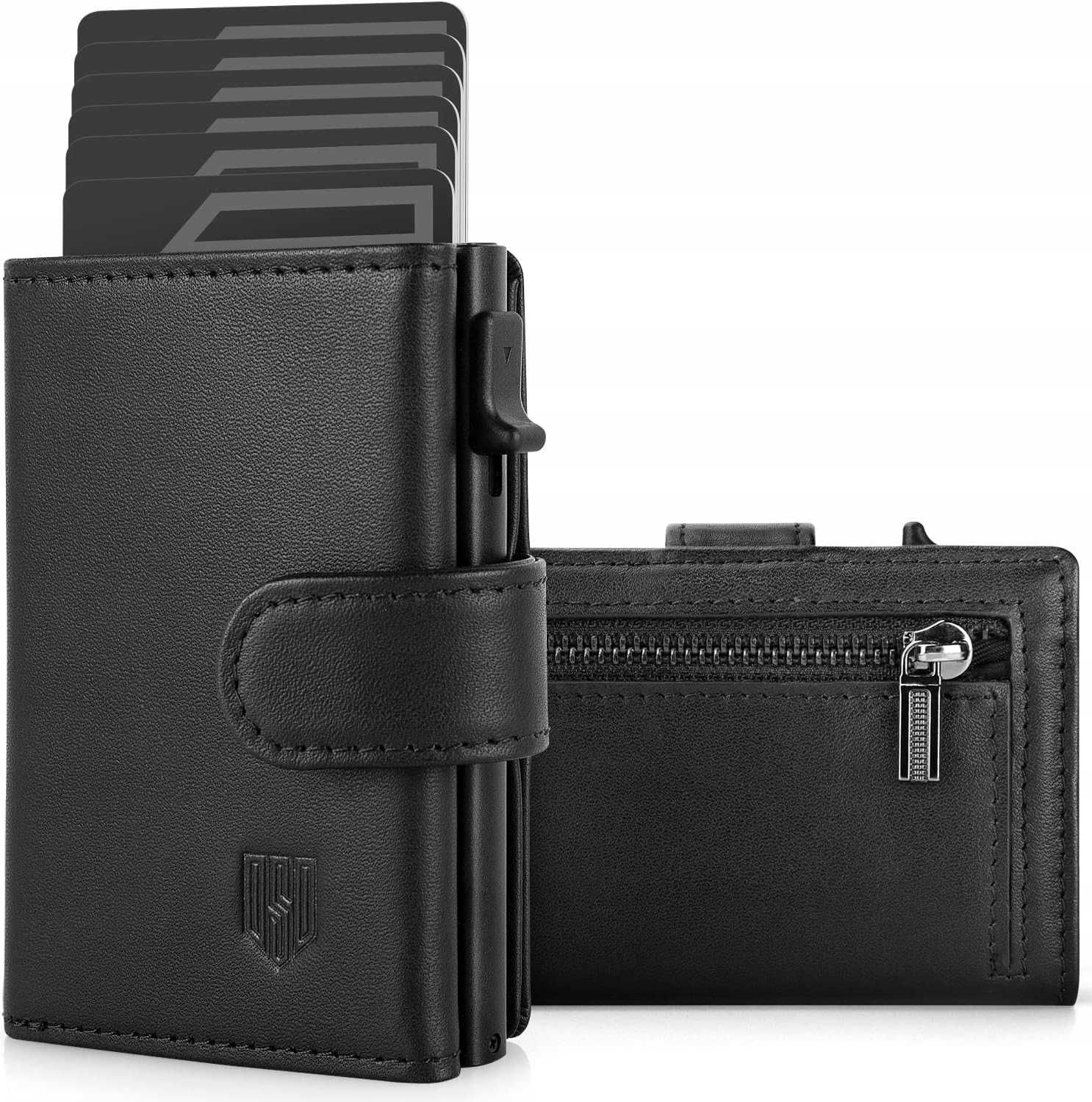 Portfel blokujący RFID, męskie portfele skórzane, etui na karty