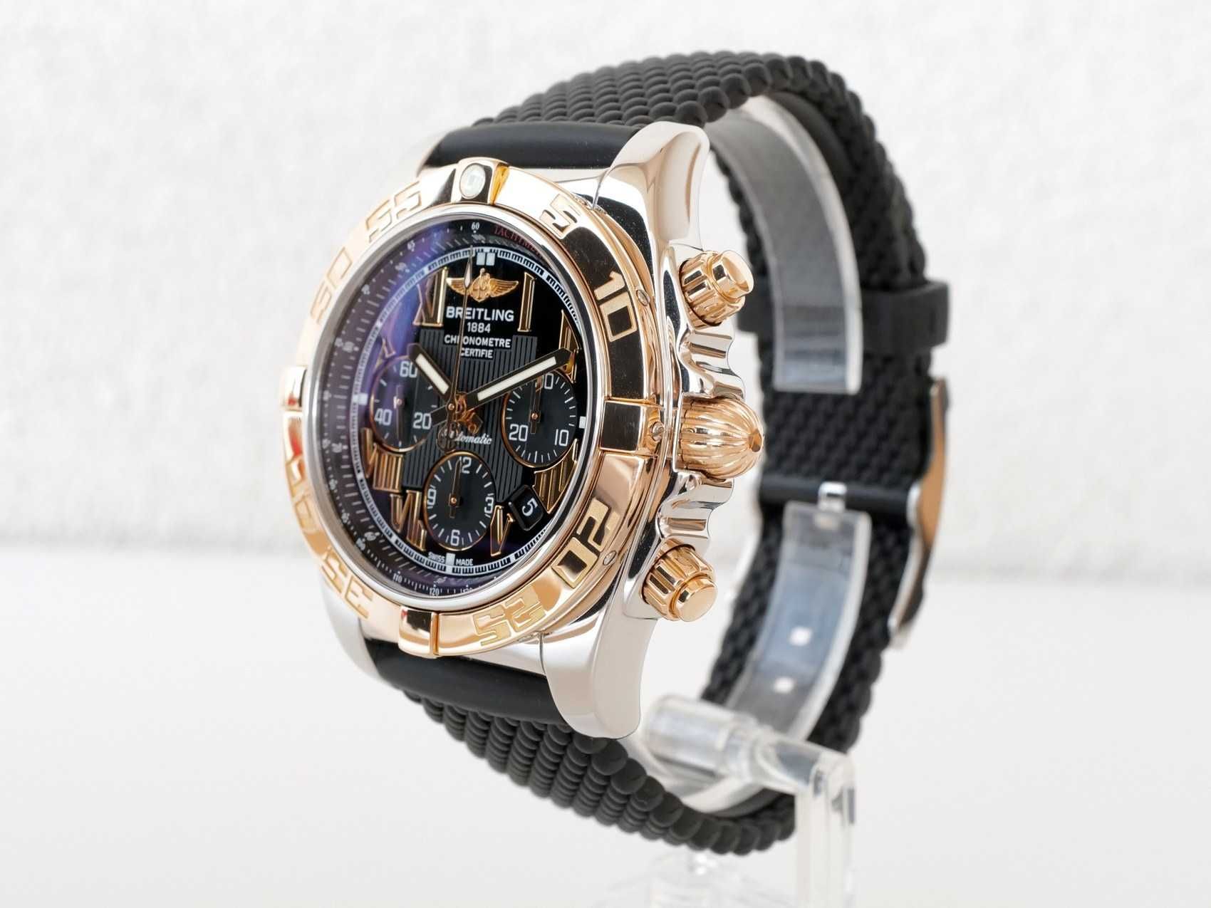 Breitling Chronomat 44 Steel Gold Arabic Numerals Rubber Strap
