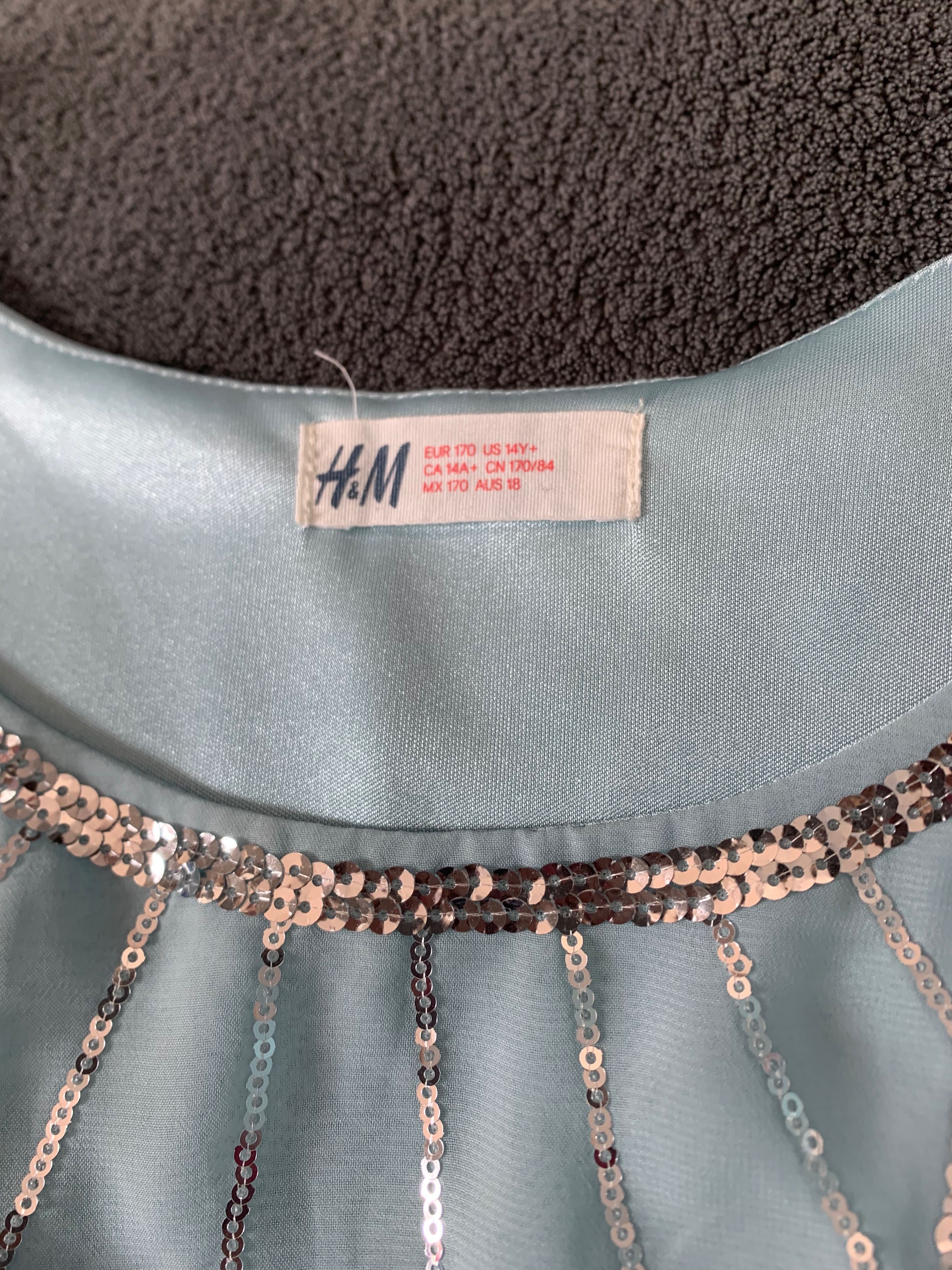 164 170 sukienka miętowa H&M