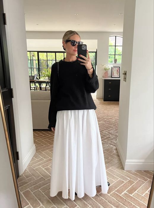 біла спідниця з  карманами , резинкою, завʼязками в поясі weekday