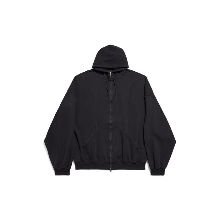 Оверсайз худі зіпBALENCIAGA Security tape logo ZIP hoodie IN BLACK