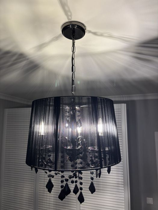 Żyrandol lampa wiszaca glamour czarna krysztaly light prestige mona