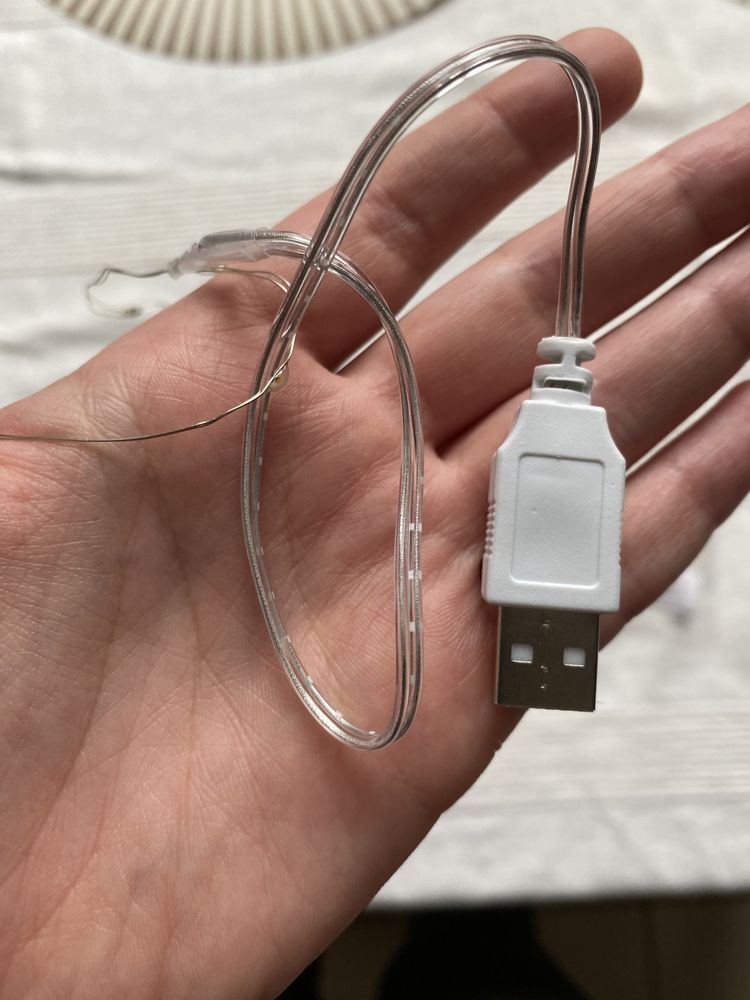 Гірлянда на USB 5m, тепле біле світло