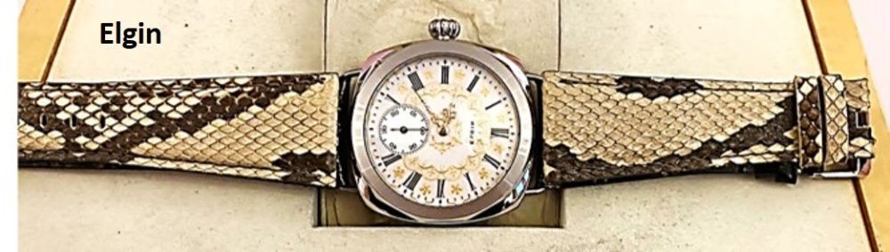 Relógio de pulso Elgin mostrador em porcelana ponteiros de ouro
