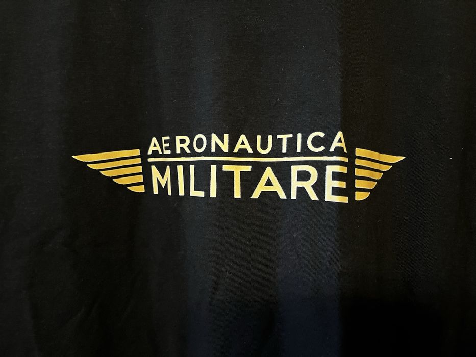 Tshirt Aeronautica Militare zlote logo. Mowa Okazja Polecam L