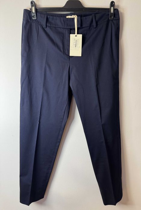 NOWE granatowe spodnie cygaretki 7/8 bawełna kant 44/46 ADELE