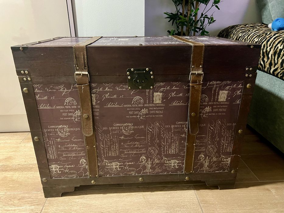 Baú ilustrado com muita arrumação