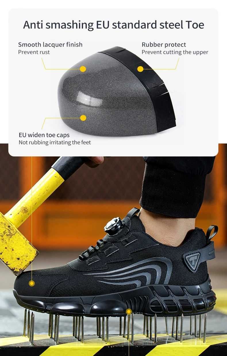 Obuwie ochronne robocze czarne wygodne lekkie