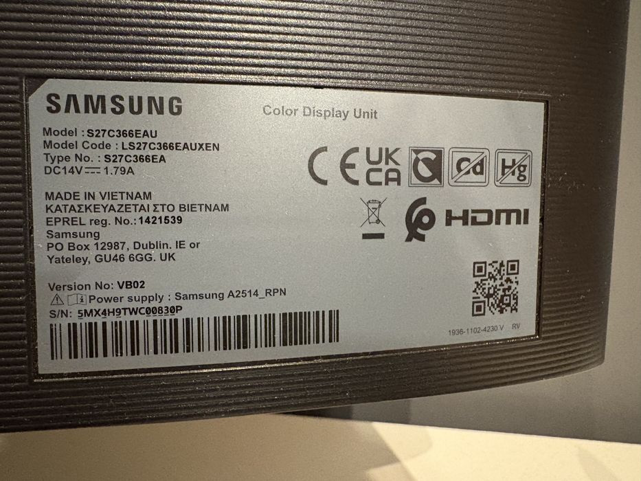 Monitor samsung 27’’ 144Hz