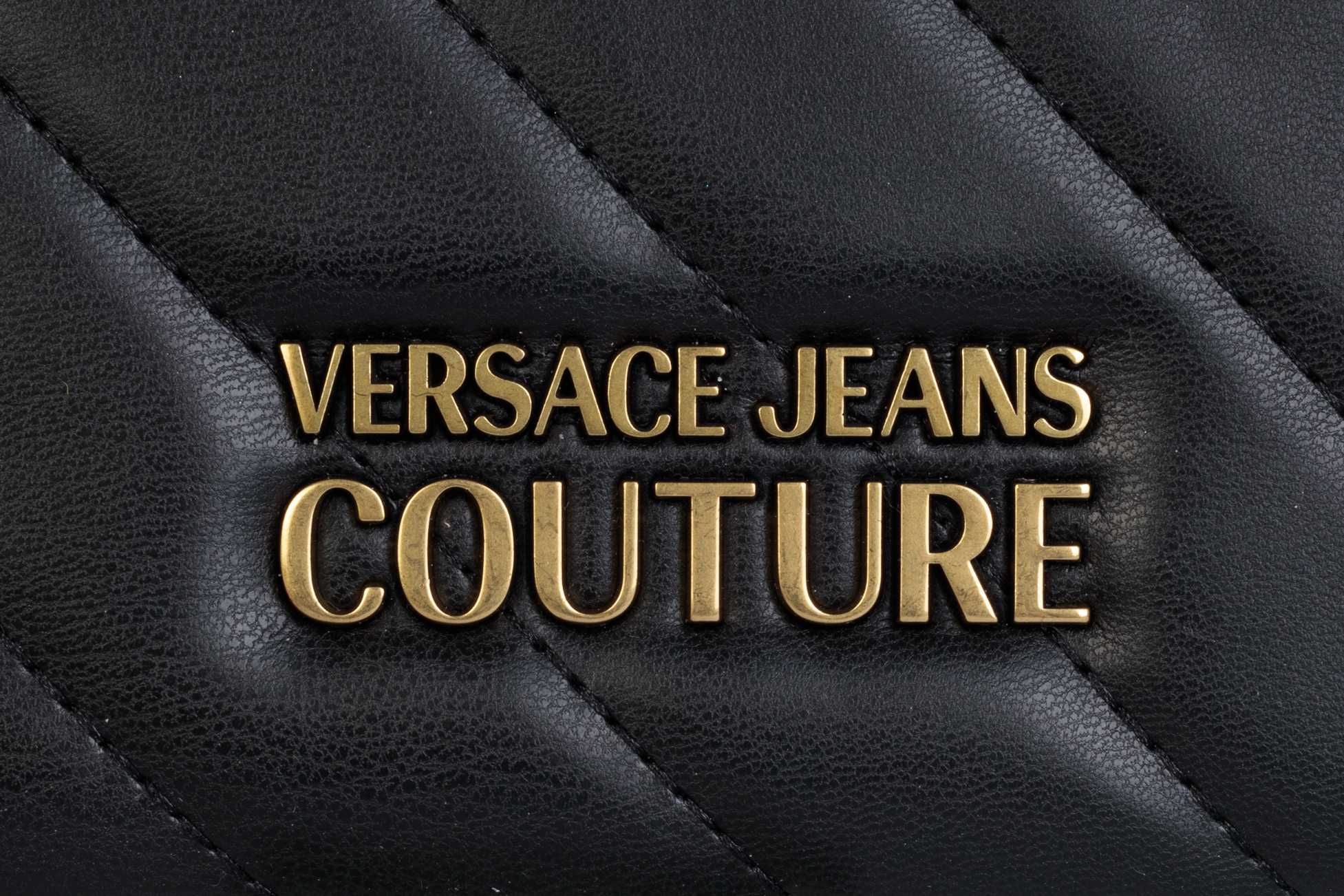 VERSACE włoski pikowany portfel skórzany BLACK/GOLD