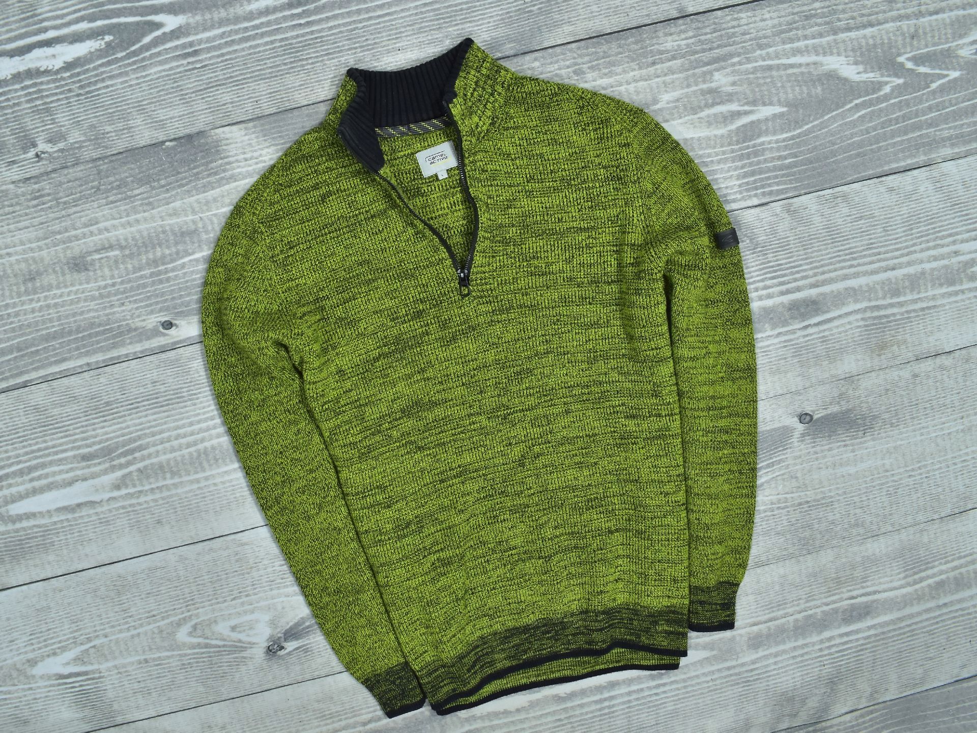 Camel Active Zielony Bawełniany Sweter Męski Half Zip L