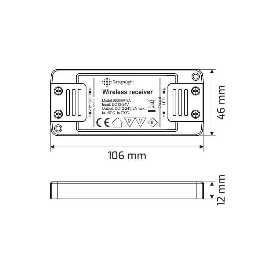 Bezprzewodowy zestaw PIR do szaf ze ściemniaczem Design Light biały