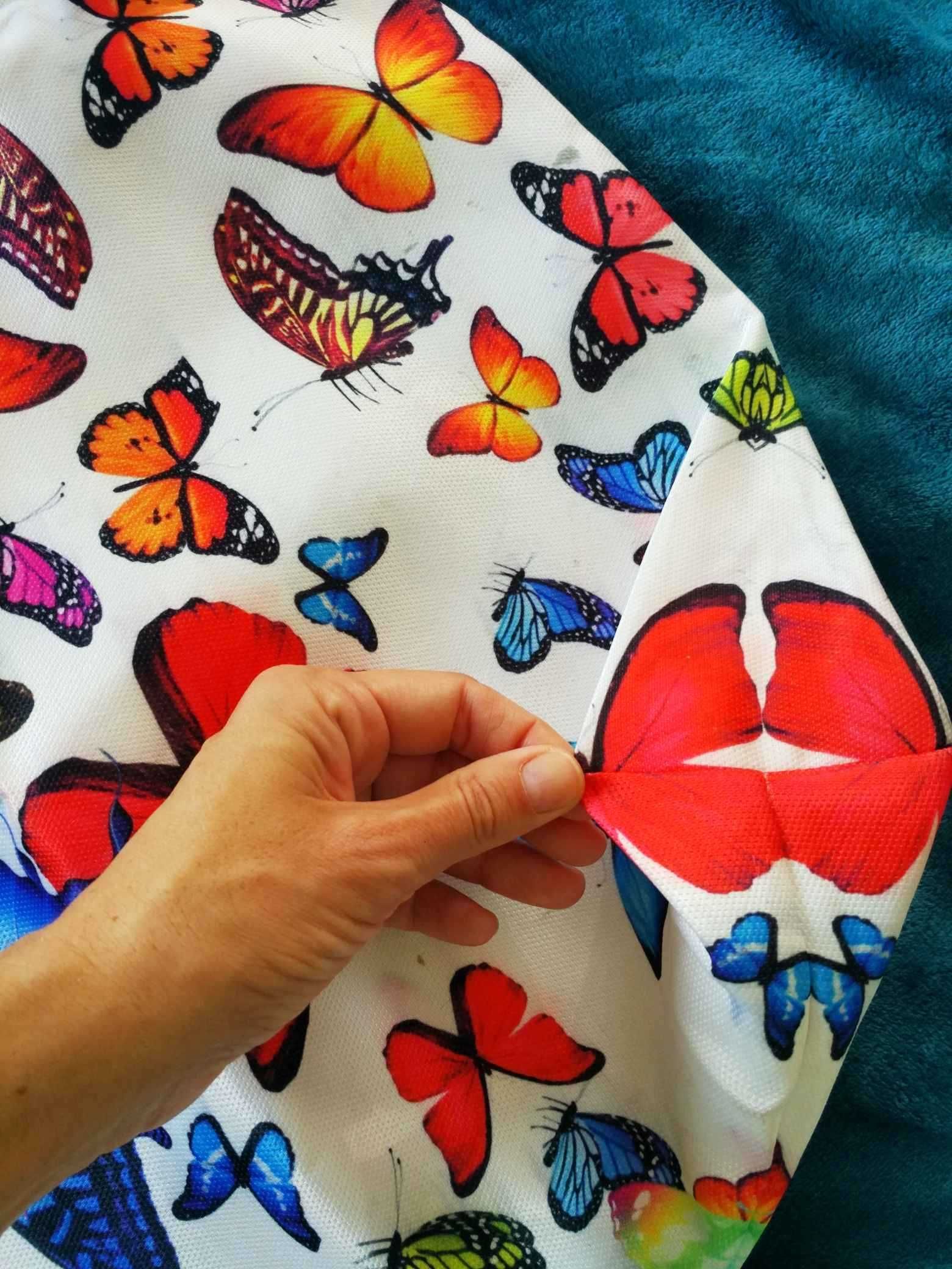 Torebka zakupowa torba plażowa biala motyle grube sznurkowe naramki