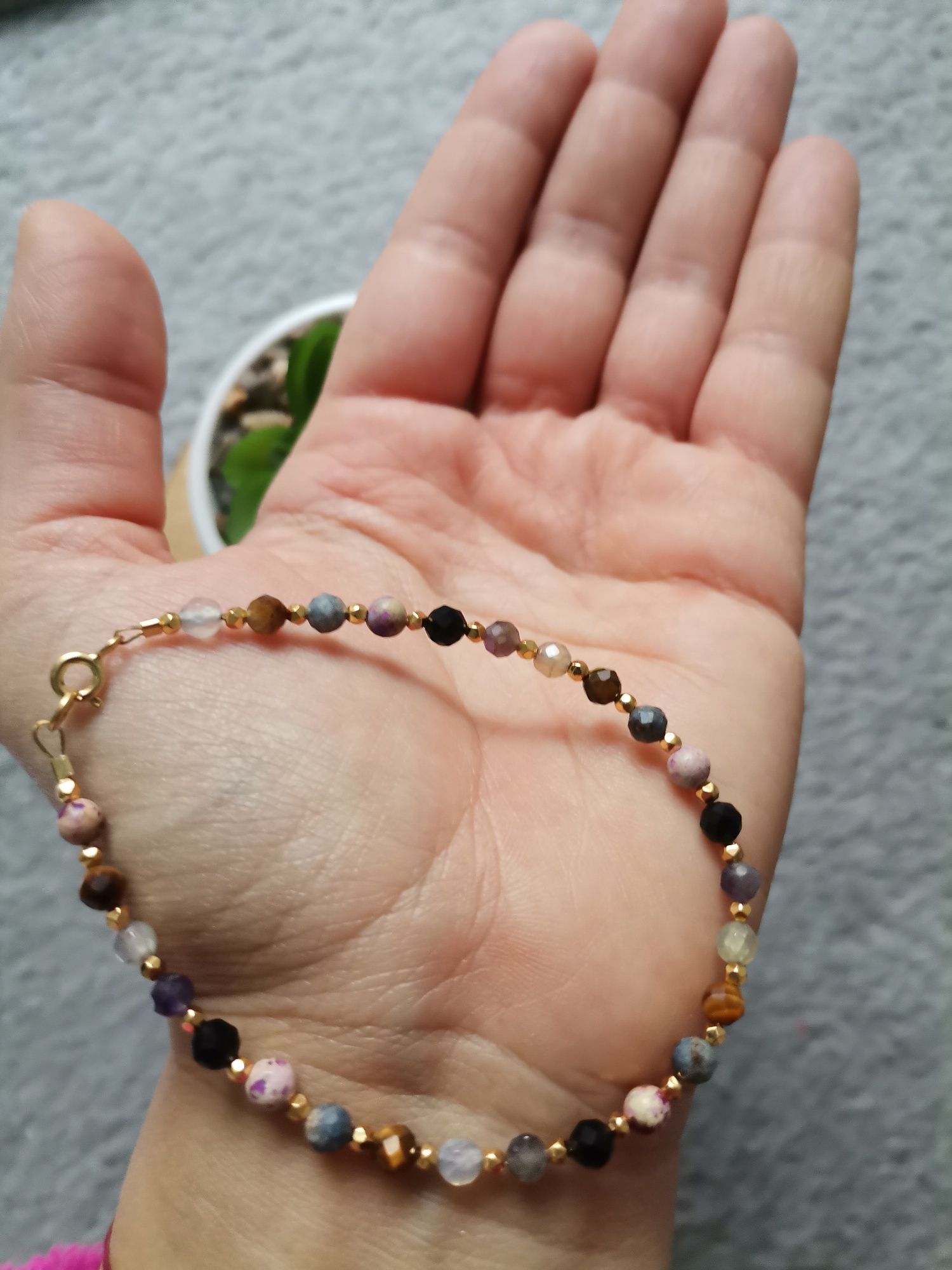 Bransoletka znak zodiaku Bliźnięta szafir tygrysie srebro turmalin ame