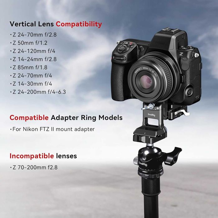 SMALLRIG 4306 Obrotowa płyta montażowa Nikon Z, Arca, płytki MFT RC2