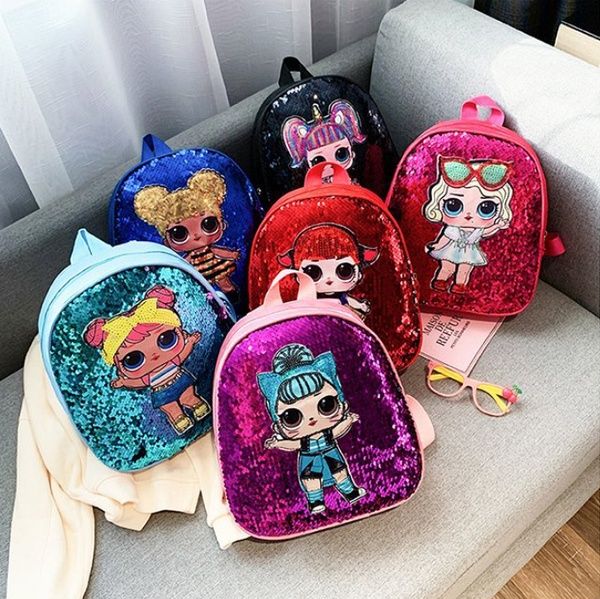 Модные детские рюкзаки для девочек Лол с пайетками
