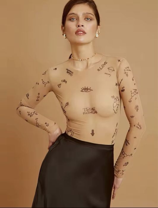 облягаючий суцільний топ Жіночі боді з довгими рукавами