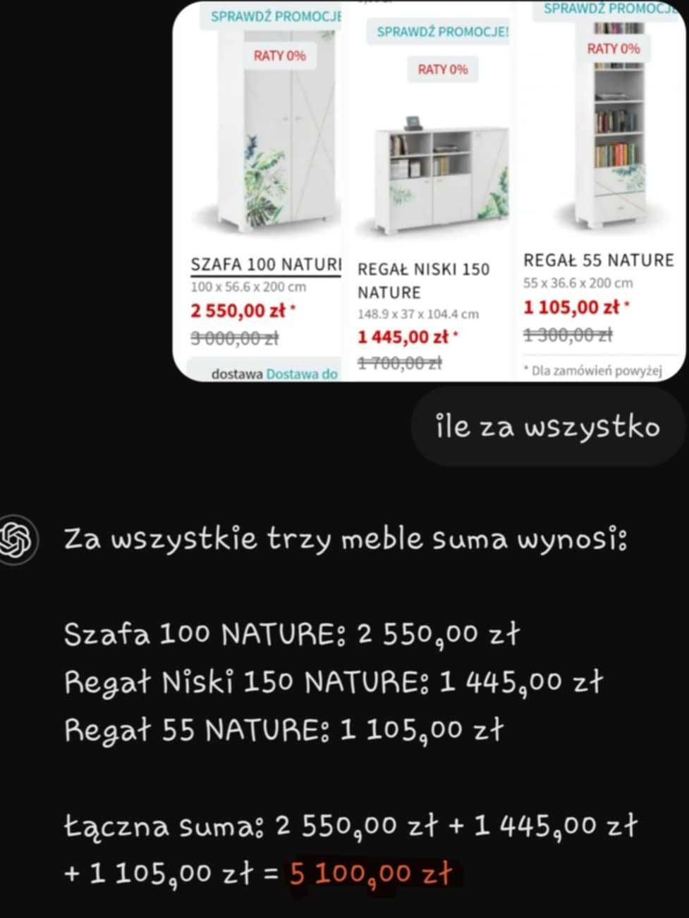 Zestaw mebli Białe meble meblik nature szafa regał komoda młodzieżowe