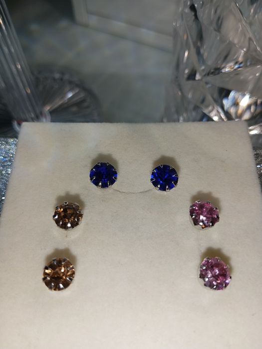 Srebrne kolczyki 3 pary zestaw próba 925 okazja tanio nowe