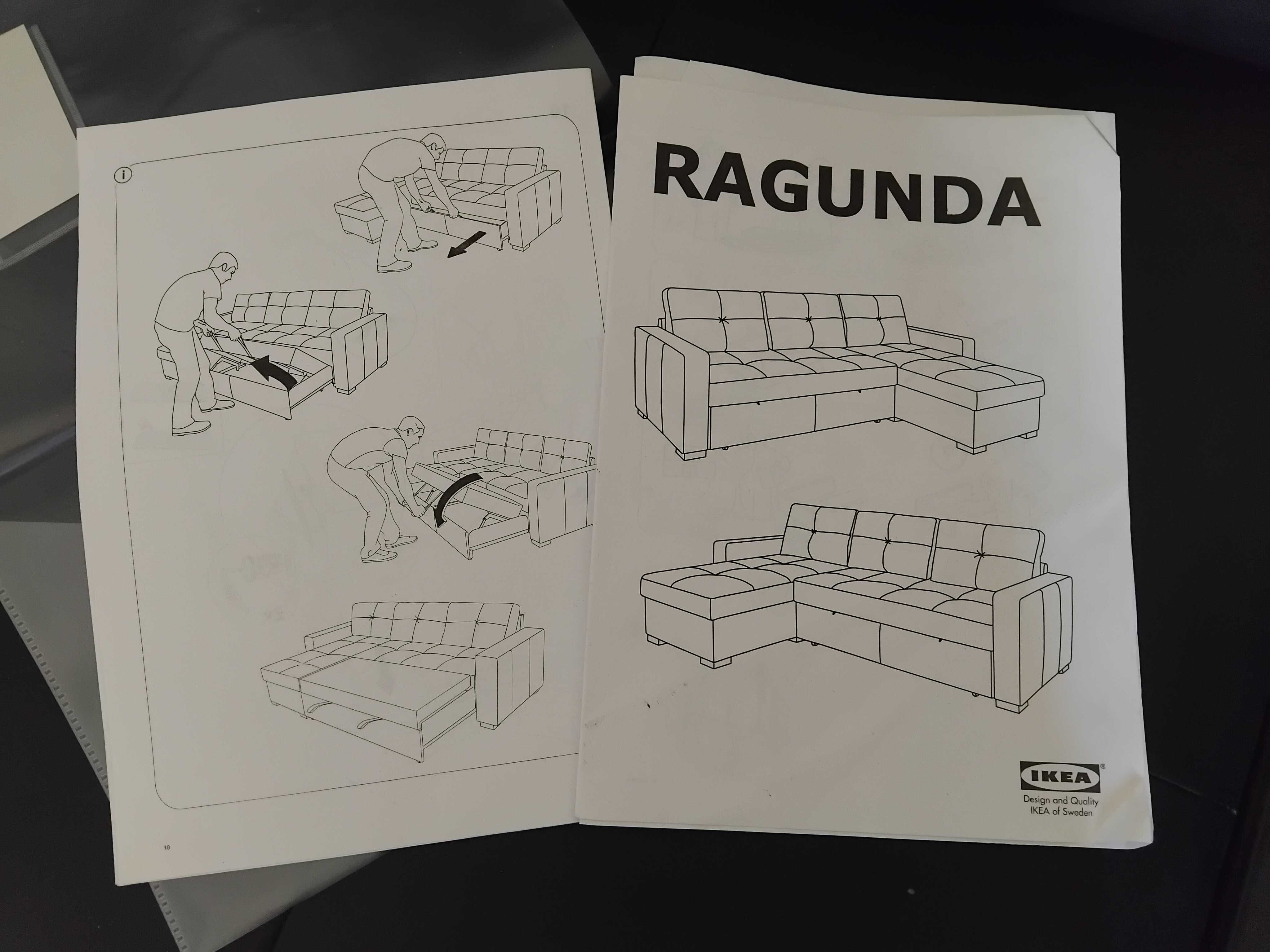 Sofá cama IKEA, com chaise longue (pele sintética preta)