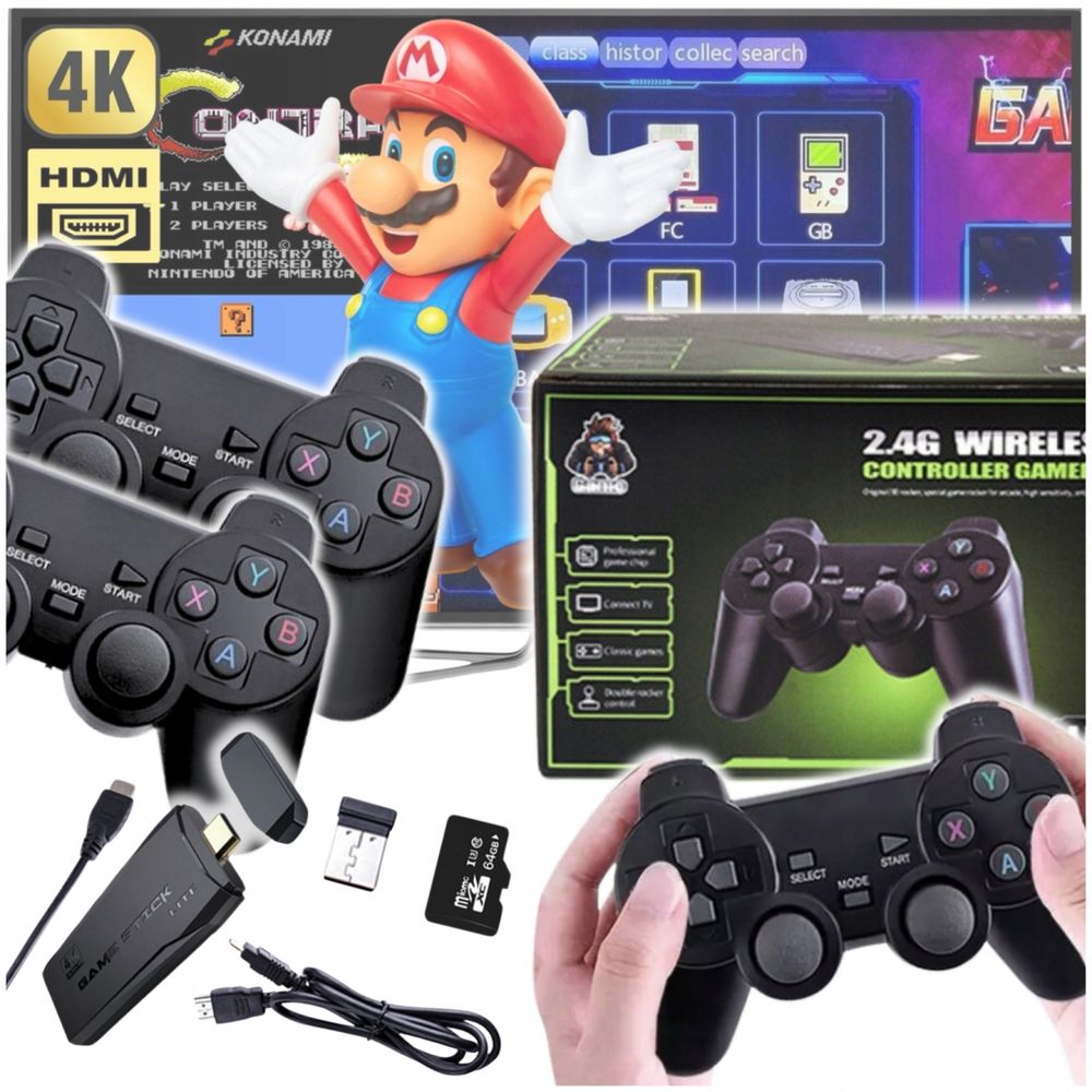 KONSOLA GRY HDMI 20000+ Pegazus Retro MARIO Contra 2x Pady Karta 64GB