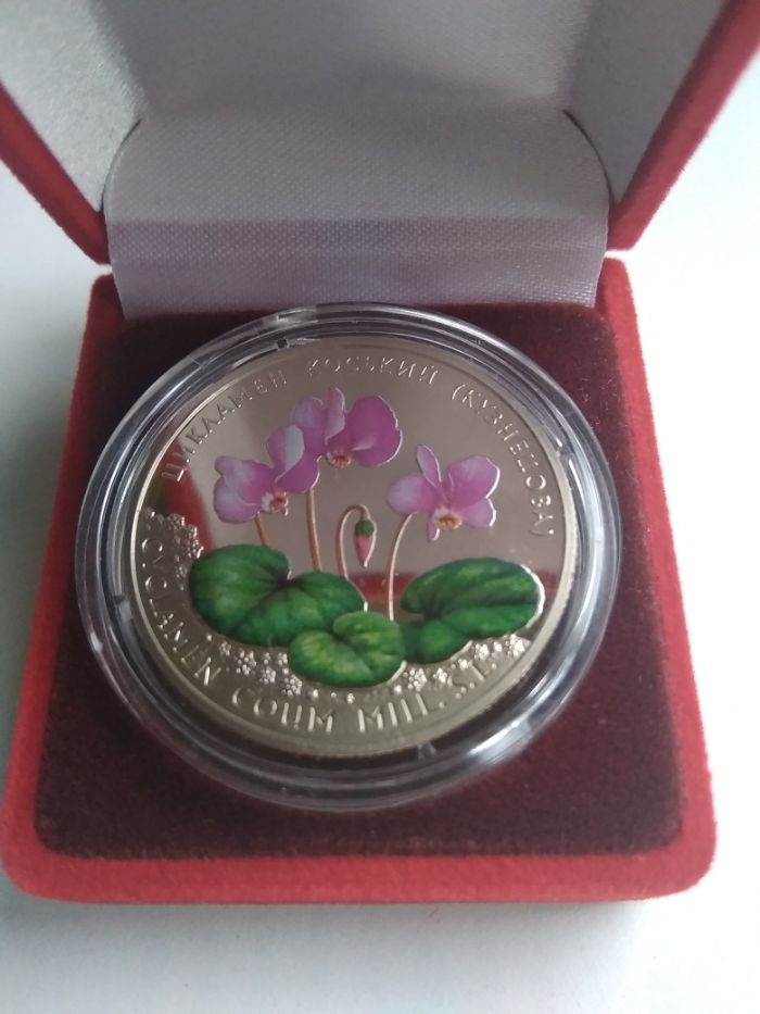 Монета Цикламен коський (Кузнецова) 2 грн. 2014 год в футляре