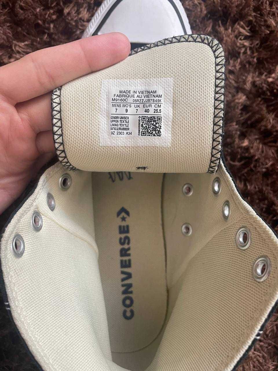 Converse Конверс кеди 25,5см 40 чорні високі оригінал