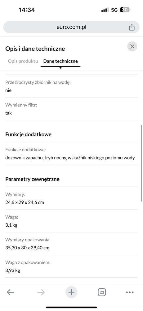 Nawilżacz ewaporacyjny Stadler Form Oskar Higrostat 3,5l 50m2